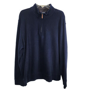 Land’s End Men's School Uniform Bedford Rib Quarter Zip Navy Sweater Pullover XL